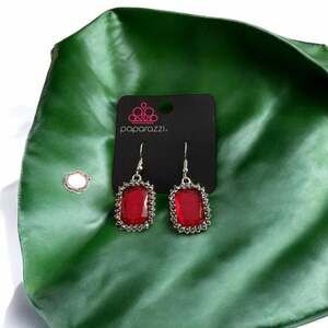 Paparazzi Downtown Dapper Red Gemstone Silver Earrings